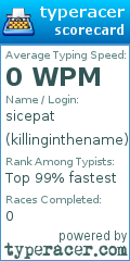 Scorecard for user killinginthename
