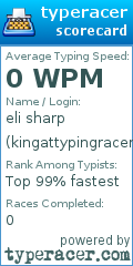 Scorecard for user kingattypingracer