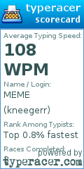 Scorecard for user kneegerr