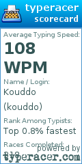 Scorecard for user kouddo