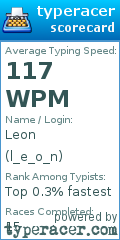 Scorecard for user l_e_o_n