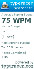Scorecard for user l_lacc