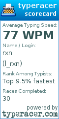 Scorecard for user l_rxn