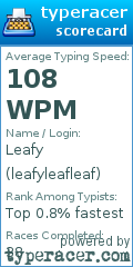 Scorecard for user leafyleafleaf