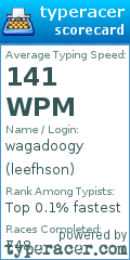 Scorecard for user leefhson