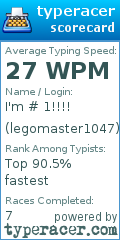 Scorecard for user legomaster1047