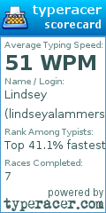 Scorecard for user lindseyalammers