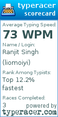 Scorecard for user liomoiyi
