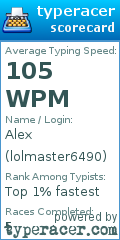 Scorecard for user lolmaster6490