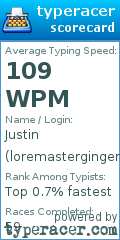 Scorecard for user loremasterginger
