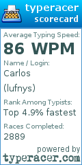Scorecard for user lufnys