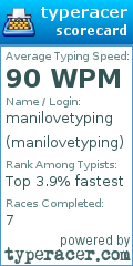Scorecard for user manilovetyping