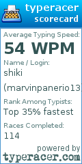 Scorecard for user marvinpanerio13