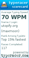 Scorecard for user maxmoon