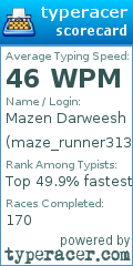 Scorecard for user maze_runner3130