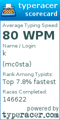 Scorecard for user mc0sta