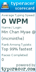 Scorecard for user mcminthe
