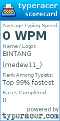 Scorecard for user medew11_