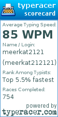 Scorecard for user meerkat212121