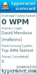 Scorecard for user meferino