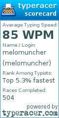 Scorecard for user melomuncher