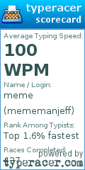 Scorecard for user mememanjeff