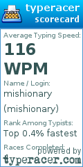 Scorecard for user mishionary