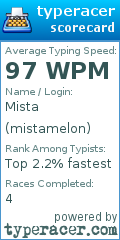 Scorecard for user mistamelon