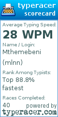 Scorecard for user mlnn