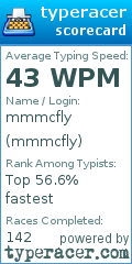 Scorecard for user mmmcfly