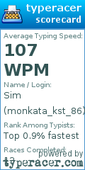 Scorecard for user monkata_kst_86