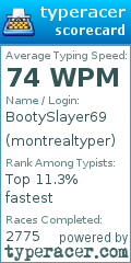 Scorecard for user montrealtyper