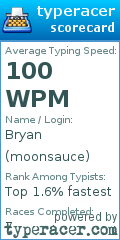 Scorecard for user moonsauce