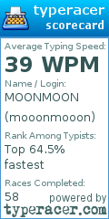 Scorecard for user mooonmooon