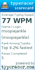 Scorecard for user moopiejankle
