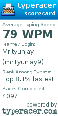 Scorecard for user mrityunjay9