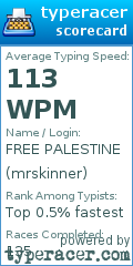 Scorecard for user mrskinner