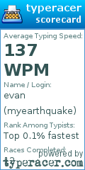 Scorecard for user myearthquake