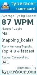Scorecard for user napping_koala