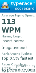 Scorecard for user negativepie