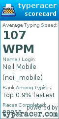 Scorecard for user neil_mobile