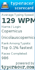 Scorecard for user nicolauscopernicus