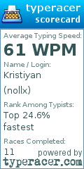 Scorecard for user nollx