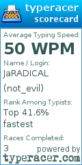 Scorecard for user not_evil