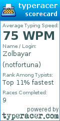 Scorecard for user notfortuna