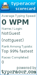 Scorecard for user nottguest