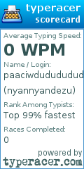 Scorecard for user nyannyandezu