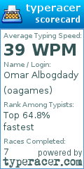 Scorecard for user oagames