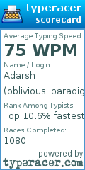 Scorecard for user oblivious_paradigm