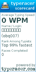 Scorecard for user obq007